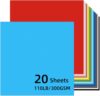 Heavyweight Colored Cardstock Paper 20 Assorted Colors, 12” x 12” Card Stock 110lb/300gsm