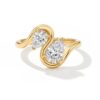 Hefanny 14K Gold-Plated Wedding Bands for Women Dainty Stackable Cubic Zirconia Promise & Engagement Rings Trendy Statement Jewelry for Her Sizes 5-11 (Two Pear Ring, 8, Gold / 1 Pack)