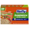 Hefty Press to Close Extra Large Sandwich Bags, 130ct (Pack of 6)