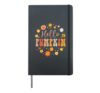 Hello Pumpkin Groovy Design Autumn Fall Lover Thanksgiving Hardcover Journal, Black