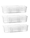 Hemompito Expandable Desk Drawer Organizer Bins with Removable Dividers, Clear & Durable BPA-Free PET Plastic, for Vanity, Kitchen, Bathroom, Office, and Bedroom Storage, 3-Pack