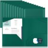 Henoyso 18 Pack Forest Green Plastic Folders with Clear Front Pockets Heavy Duty File Folders with 2 Pockets and Card Slot for Student Communication School Office Presentation Report