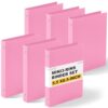 Henoyso 1 Inch 6 Pack Mini 3 Ring Binders for 5.5"x8.5" Paper,Pink