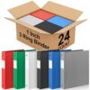 Henoyso 24 Pack 1 Inch 3 Ring Plastic Binders, Bulk Flexible PP Binders for Classroom & School Supplies, Letter Size 8.5 x 11, Holds 240 Sheets with Interior Pocket (Classic Colors)