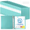 Henoyso 24 Pcs 1.5 Inch 3 Ring Binders, Letter Size,Teal