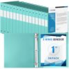 Henoyso 24 Pcs 3 Ring Binder with Clear Cover View Binders, Mint Green