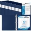 Henoyso 24 Pcs 3 Ring Binder with Clear Cover View Binders, Navy Blue