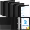 Henoyso 4 Pack 5 Inch D-Ring 3 Ring Binders with Clear Pocket, Heavy Duty Large Capacity Binder with Inside Pockets for Standard Pages 8.5 x 11, Presentation Binder for Office School(Black)