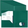 Henoyso 60 Pack Plastic Folders with Clear Front Pockets Bulk Heavy Duty File Folders with 2 Pockets and Card Slot for Student Teacher Back to School Supplies Office Presentation (Dark Green)