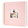 HenPisen Scrapbook Photo Album with Linen Cover, 10 x 10 Inch Hardcover Kraft White Pages Memory Book for Travel Wedding Guest Book Christmas Baby Shower, 40 Sheets/80 Pages, Light Pink