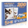 HERKKA 200 Pack Laminating Sheets, Holds 8.5 x 11 Inch Sheets, 5 Mil Clear Thermal Laminating Pouches 9 x 11.5 Inch Lamination Sheet Paper for Laminator, Round Corner Letter Size