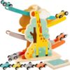 HERSITY Wooden Car Ramp Baby Montessori Toys for 1 Year Old Girl Boy Gifts
