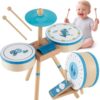 HERSITY Wooden Musical Instruments Drum Set Baby Toys for Toddlers 1-3 Boys