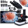 Herwicm 40X-2500X Microscope Laboratory Microscope for Adults with LED, Double 3D Mechanical Stage, Abbe Spotting Scope for Students Children Adults Laboratory Education Science Doppelt Tisch