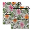 Hezely Palm Hibiscus 3 Ring Binder Pencil Pouch Clear Window Zipper Case