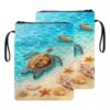 HGGJFLYX Book Sleeve with Zipper Handle,Coral Sea Turtle