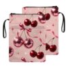 HGGJFLYX Book Sleeve with Zipper Handle,Disco Cherry Bows