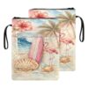 HGGJFLYX Book Sleeve with Zipper Handle,Pink Surfboard Beach