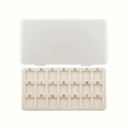 HHRJNUST Bead Sorting Tray With Lid Organizer Mat Board Case 21 Slot Compartment Box Lettered Layout Felt Insert For Delicate Pieces suitable for rhinestone, 21-Grid Bead Mat With Storage Box, Beige