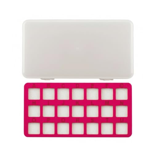 HHRJNUST Bead Sorting Tray With Lid Organizer Mat Board Case 21 Slot Compartment Box Lettered Layout Felt Insert For Delicate Pieces suitable for rhinestone, 21-Grid Bead Mat With Storage Box, Red