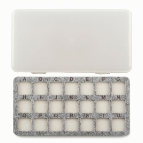 HHRJNUST Bead Sorting Tray With Lid Organizer Mat Board Case 21 Slot Compartment Box Lettered Layout Felt Insert For Delicate Pieces suitable for rhinestone, 21-Grid Bead Mat With Storage Box, Gray