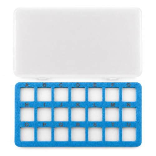 HHRJNUST Bead Sorting Tray With Lid Organizer Mat Board Case 21 Slot Compartment Box Lettered Layout Felt Insert For Delicate Pieces suitable for rhinestone, 21-Grid Bead Mat With Storage Box, Blue