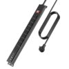HHSOET Surge Protector Power Strip, Flat Plug Extension Cord, 6Ft, Black, 1