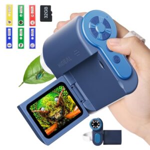 Hideal HP20 IPS Microscope for Kids: [3-in-1] [Easy and Fun] 2" Portable Handheld Microscope Miniscope, Pocket Mini Scope Educational Science Kit, Christmas Birthday Gifts for Kids, 32GB, Blue