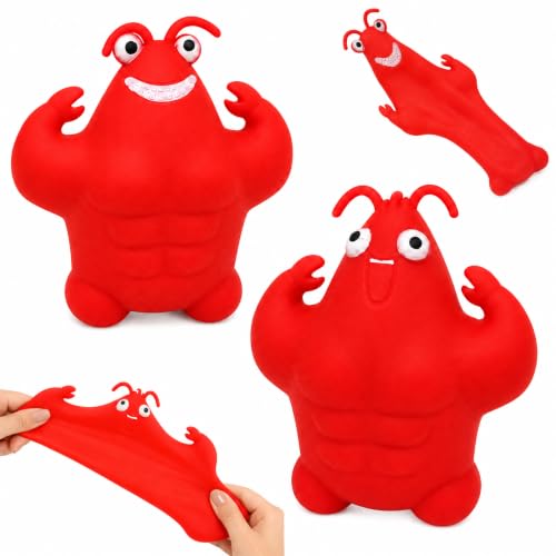 High-Elastic Stretchy Sand Squishy Toy Muscle Lobster,Squishies Fidget Sensory Sand Filled Decor for Adults,Funny Red Stretchable Weighted Stress Squeeze Toy,Party Favors (2PCS Lobster)