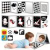 High Contrast Baby Flashcards with Black and White Tummy time Mirror Books, Newborn Brain Development Toys for 0-6 Months Baby as Infants Easter Gift