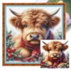 Highland Cattle 11CT DIY Stamped Cross Stitch Kits 40x40cm for Home Decor