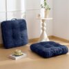 HIGOGOGO Floor Pillow Cushion for Adults, Meditation Cushion Pillow, Blended Corduroy Cover, Large Square Floor Sitting for Tatami Living Room or Yoga, 2Pack, Navy