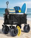 Hikenture Beach Wagon with 12" Balloon Wheels, Upgraded PU Tires Beach Cart