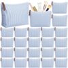 Hillban 24 Pcs Narrow Blue Striped Makeup Bags Bulk Canvas Cosmetic Bag Beach Themed Gifts Travel Toiletry Organizer Zipper Pouch Bags for Women Bridemaids Party Favors