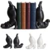 Hippo Bookends for Heavy Books, 8.3" Tall 4.2 lbs Heavy Duty, Set of 2 (White)