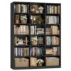 HITHOS Triple Wide Bookshelf and Bookcase, 6 Tier Large Book Shelf, Black