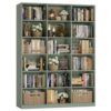 HITHOS Triple Wide Bookshelf and Bookcase, 6 Tier Large Book Shelf, Green