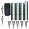 HKTMGDNG Green Steel Euro Fence Roll with Spike Posts 82 ft x 2.6 ft