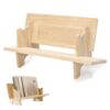 HLiikuikin Natural Wood Desktop Book Rack, Tabletop Small Bookshelf Organizer for Records