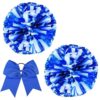 Hlonon 2Pcs Cheerleading Pom Poms, Large Cheerleader Cheering Squad Pompoms with Baton Handle for Kids Adults Team Sports Spirit Party Cheer (Blue White, Large)