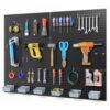 Hlplenn Metal Peg Board 6Pcs, 48"x36" Pegboard Wall Organizer with 140Pcs 1/4" Pegboard Hooks & Accessories, Steel Pegboard Tool Storage System for Garage Workshop Shed, Black