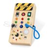Hoarosall Montessori Wooden Busy Board with 8 LED Light switches, Sensory Toys Light Switch Travel Toys for 1+ Year Old Baby and Toddler