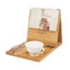 HOBBIESAY 1Set Wooden Book Holder Wooden Triangle Bookmark Reading Rest with Slotted Book Display Bookmark Books Stand with Glasses Pen Cup and Phone Holder Gifts for Bookworms