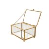 Hoement Vintage Jewelry Box with Glass Lid Rectangle Metal Frame 4x2.8x2.4