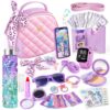 Hohosunlar Play Purse for Little Girls 3-12 with Pretend Makeup Phone Watch
