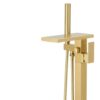 Hoimpro Tub Filler Freestanding Bathtub Faucet Floor Mount Tub Faucet High Flow Bath Shower Faucets with Handheld Sprayer Brushed Gold