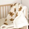 HOKMAH Cute Bear Fleece Thick Warm Blanket for Winter, Kawaii Bear Sherpa Throw Blanket for Sofa, Cozy Luxury Plush Bed Blankets (White,28x40)