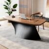 HOLGVE Curved Irregular Oval Large Desktop CEO Boss Writing Table