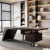 HOLGVE Curved Solid Wood Executive Desk Luxury Designer Writing Workstation