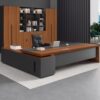 HOLGVE Large Modern Luxury Boss Desk with Privacy Modesty Panel